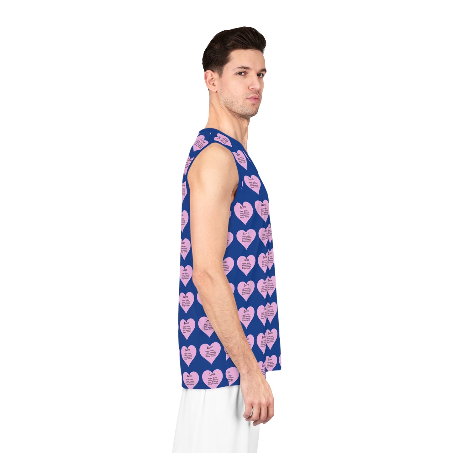 Love Heart All-Over-Print Basketball Jersey (Dark Blue)