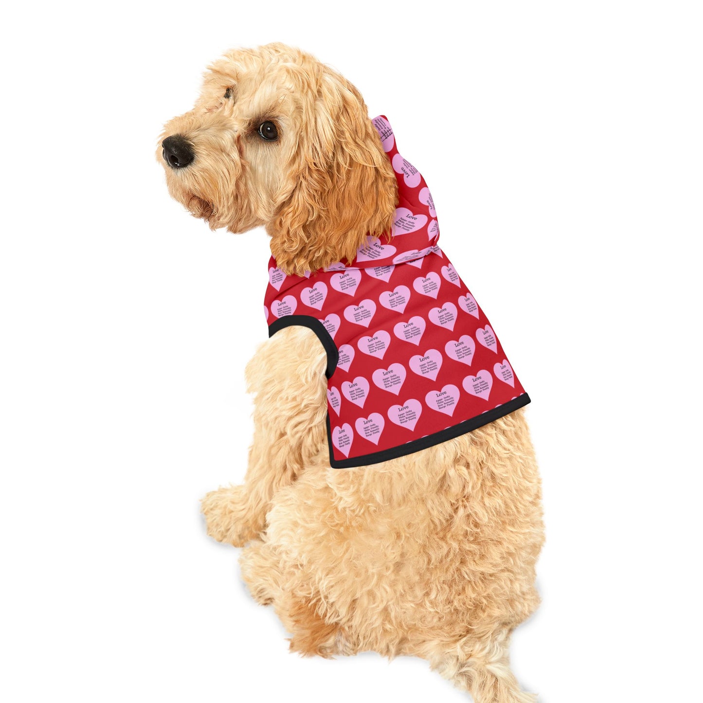 Charming Heart Pet Hoodie Pattern (Dark red)
