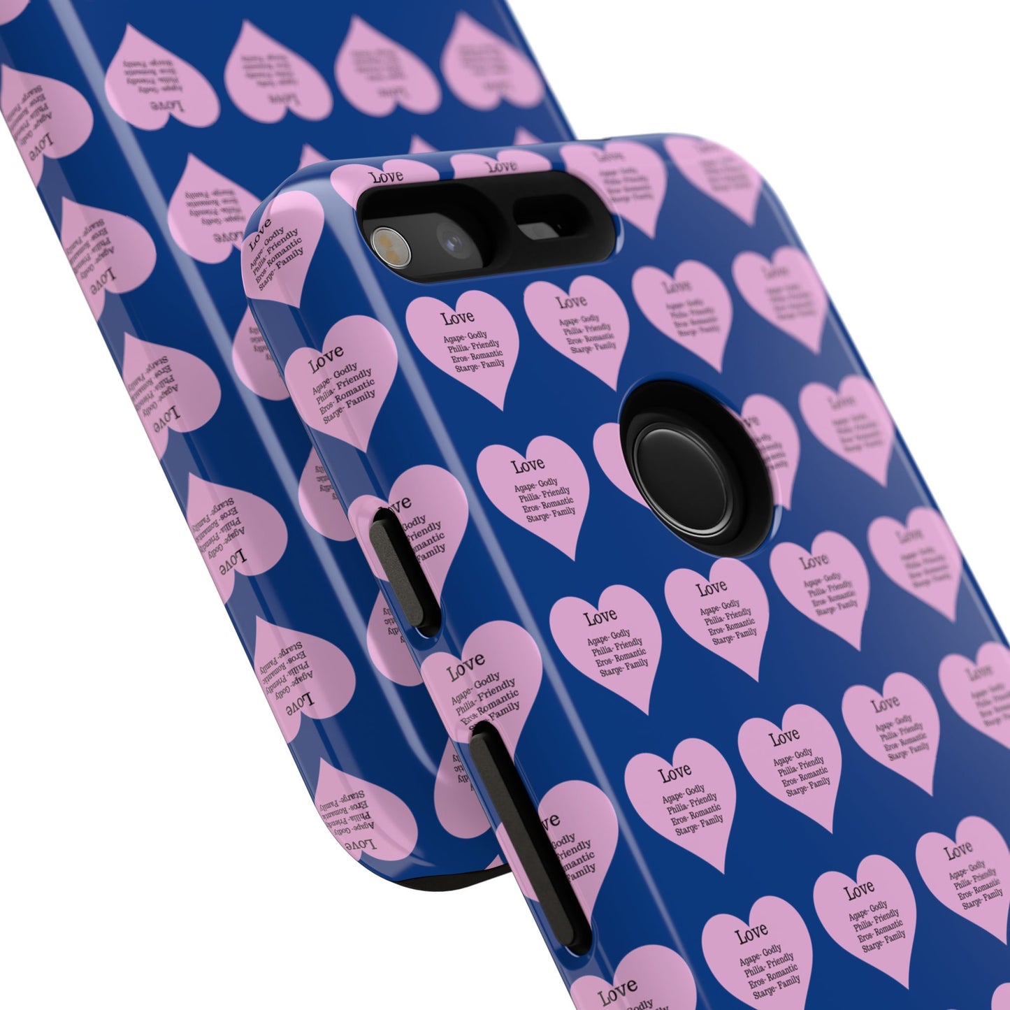 Hearts-A-Flutter Phone Case (iPhone, Google Pixel)(Dark blue)