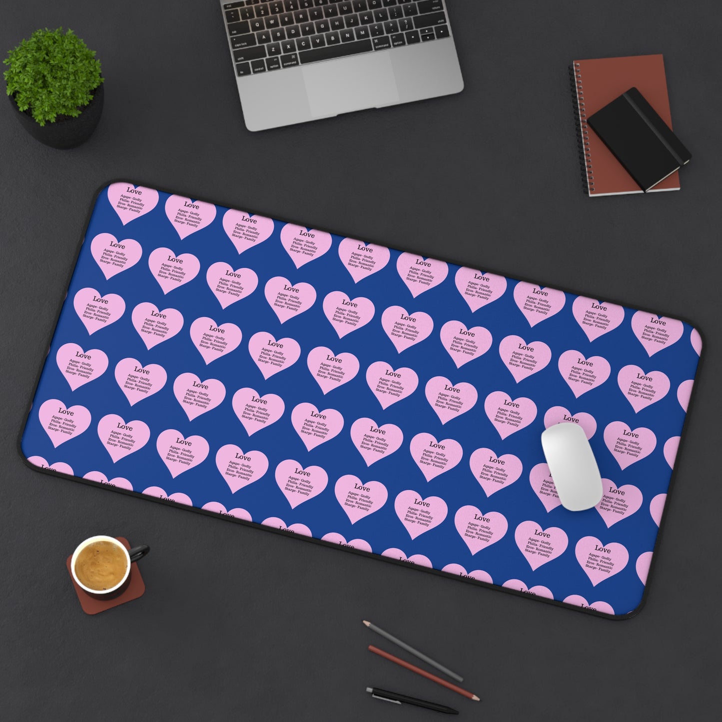 Love Hearts Desk Mat (Dark blue)