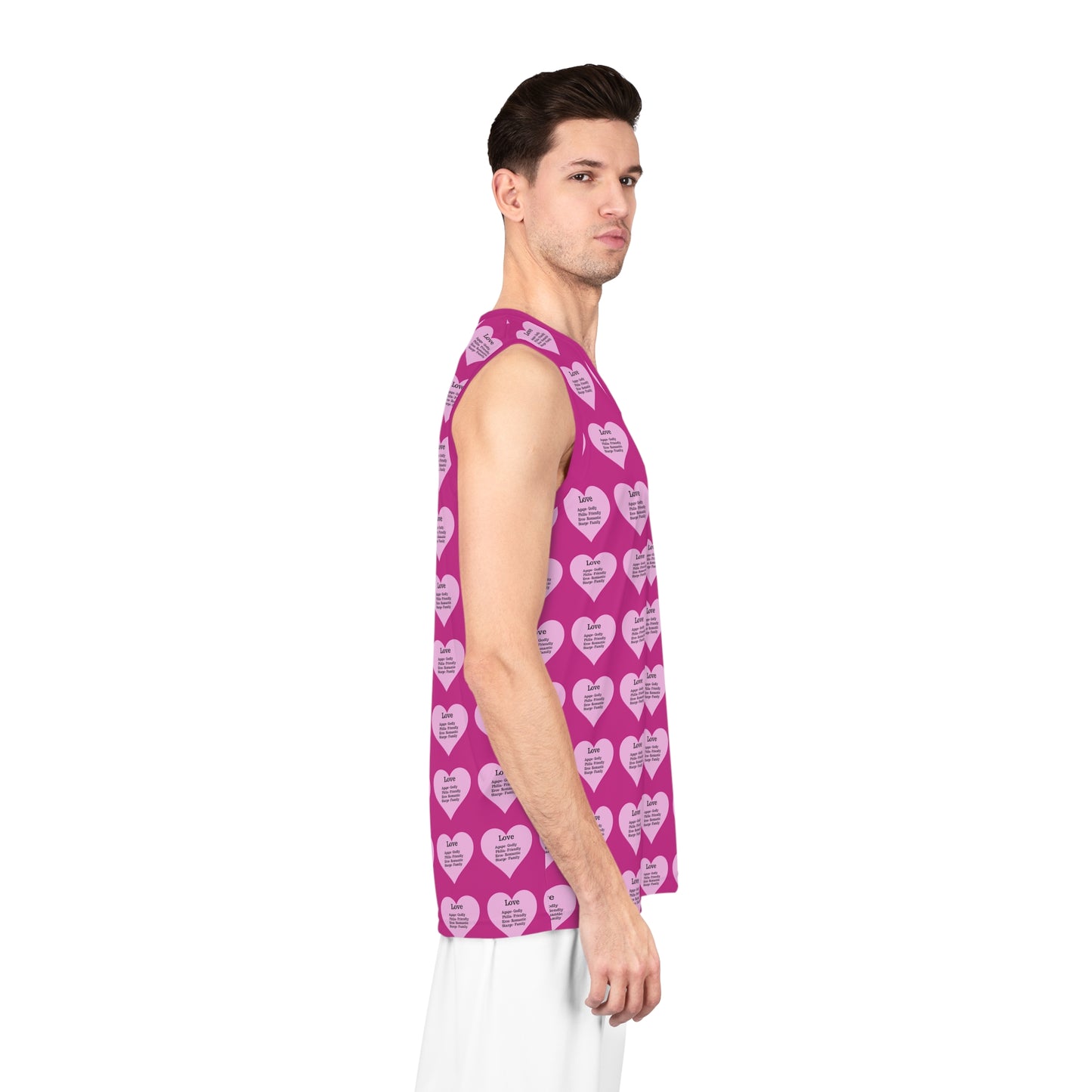 Love Heart All-Over-Print Basketball Jersey (Pink)