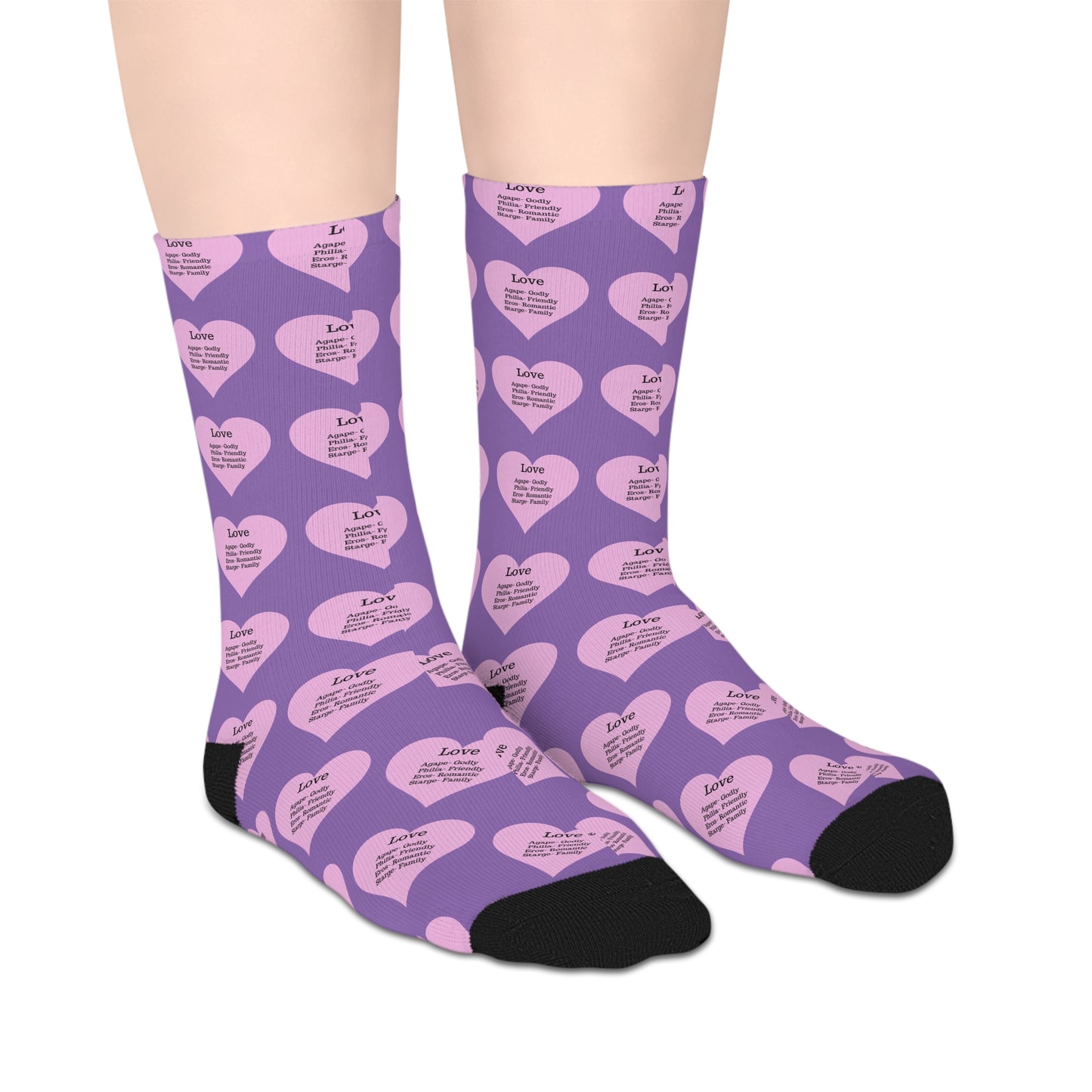 The Love Hearts Mid-Length Socks (Light purple)