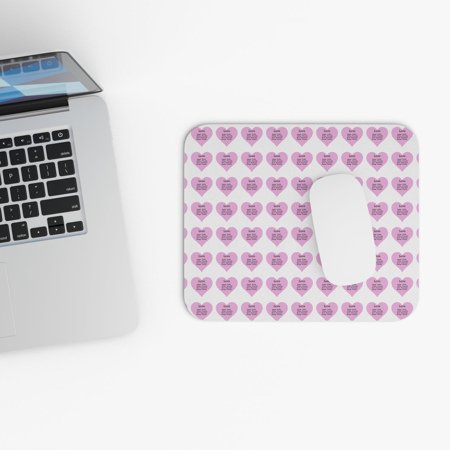 The Four Loves Mouse Pad Pattern Look (White)