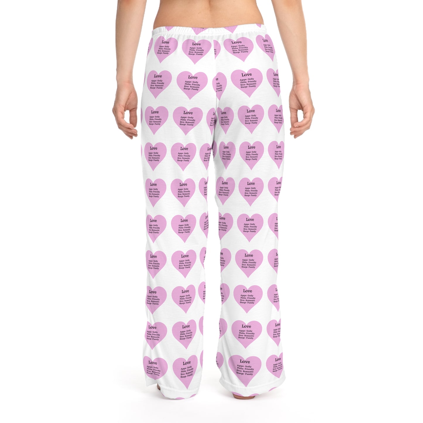 Cozy Heart Print Women's Pajama Pants (White)