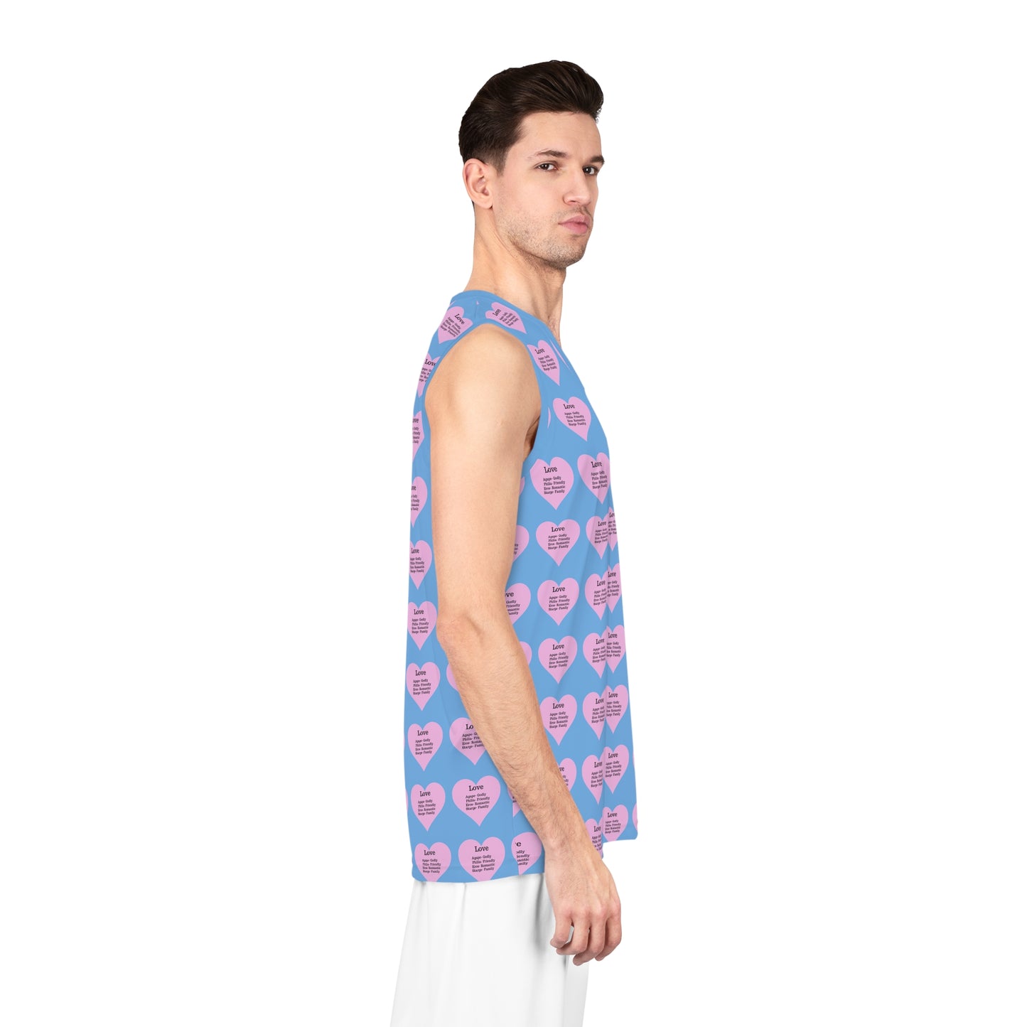 Love Heart All-Over-Print Basketball Jersey (Light Blue)