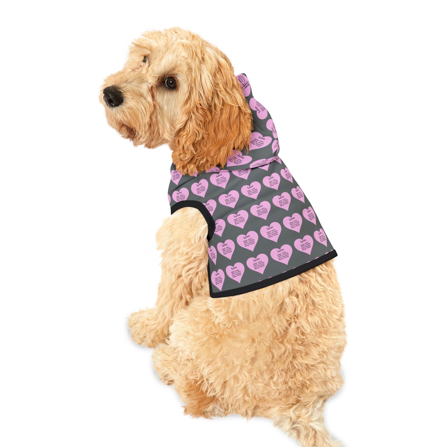 Charming Heart Pet Hoodie Pattern (Dark grey)