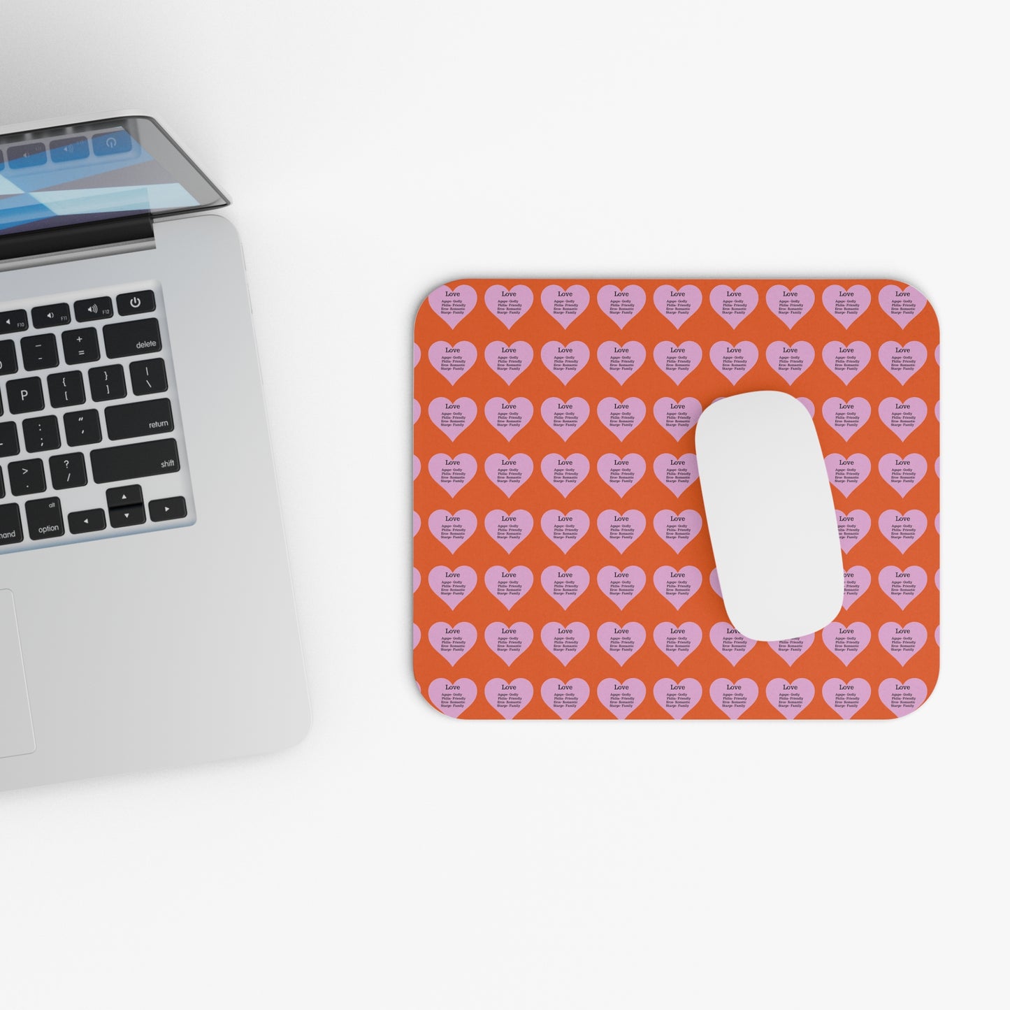The Four Loves Mouse Pad Pattern Look (Orange)