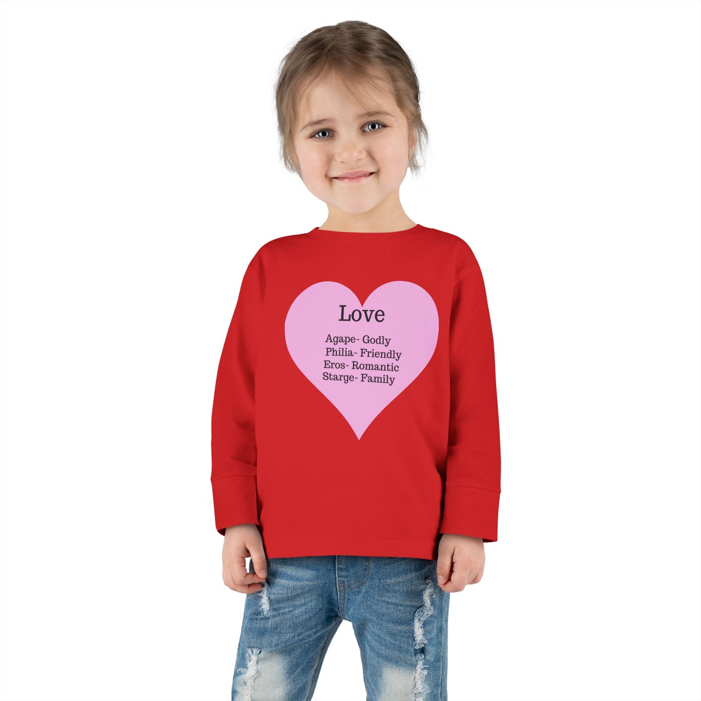 Types of Love Heart Toddler Long Sleeve Tee