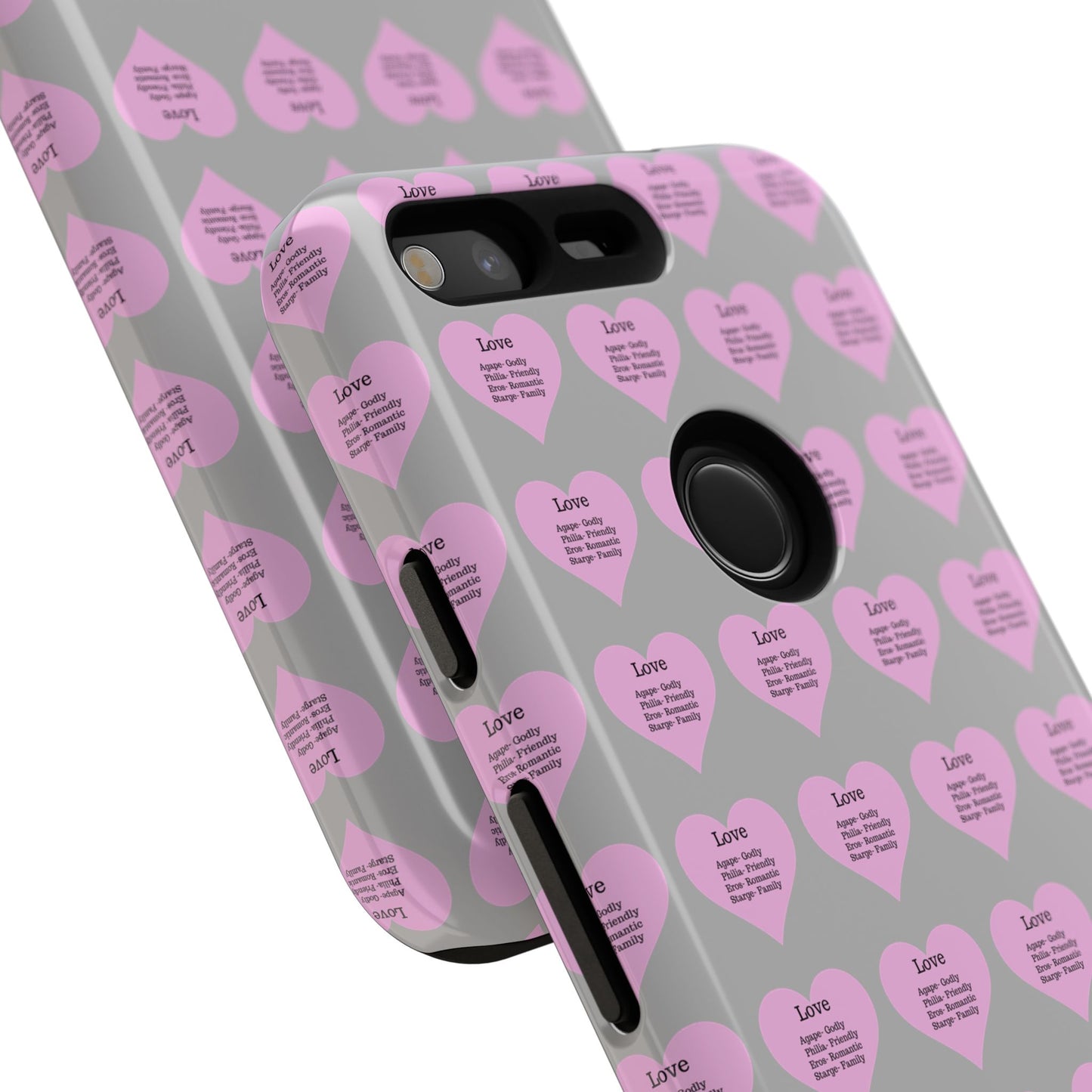 Hearts-A-Flutter Phone Case (iPhone, Google Pixel)(Light grey)