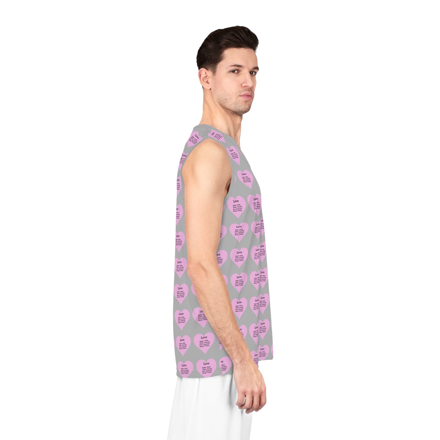 Love Heart All-Over-Print Basketball Jersey (Light Grey)
