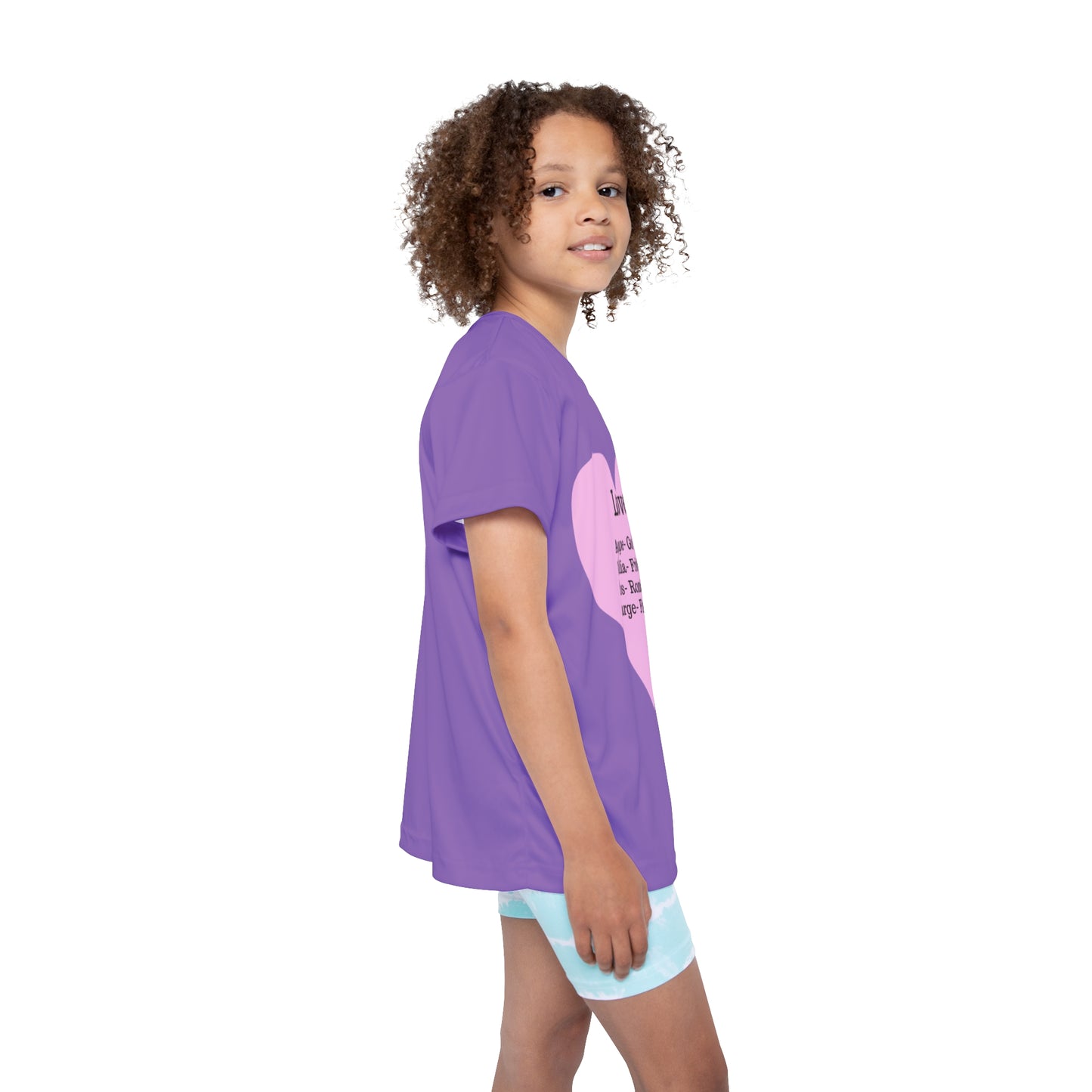 Types of Love Heart Kids Performance Jersey (Light purple)