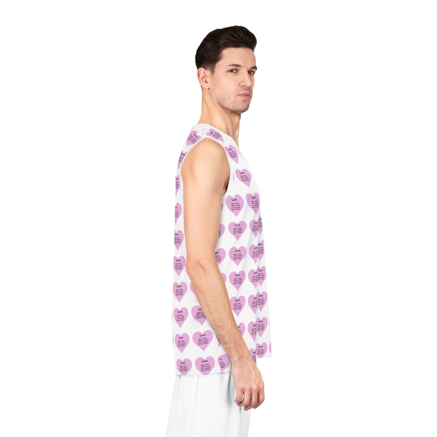 Love Heart All-Over-Print Basketball Jersey (White)