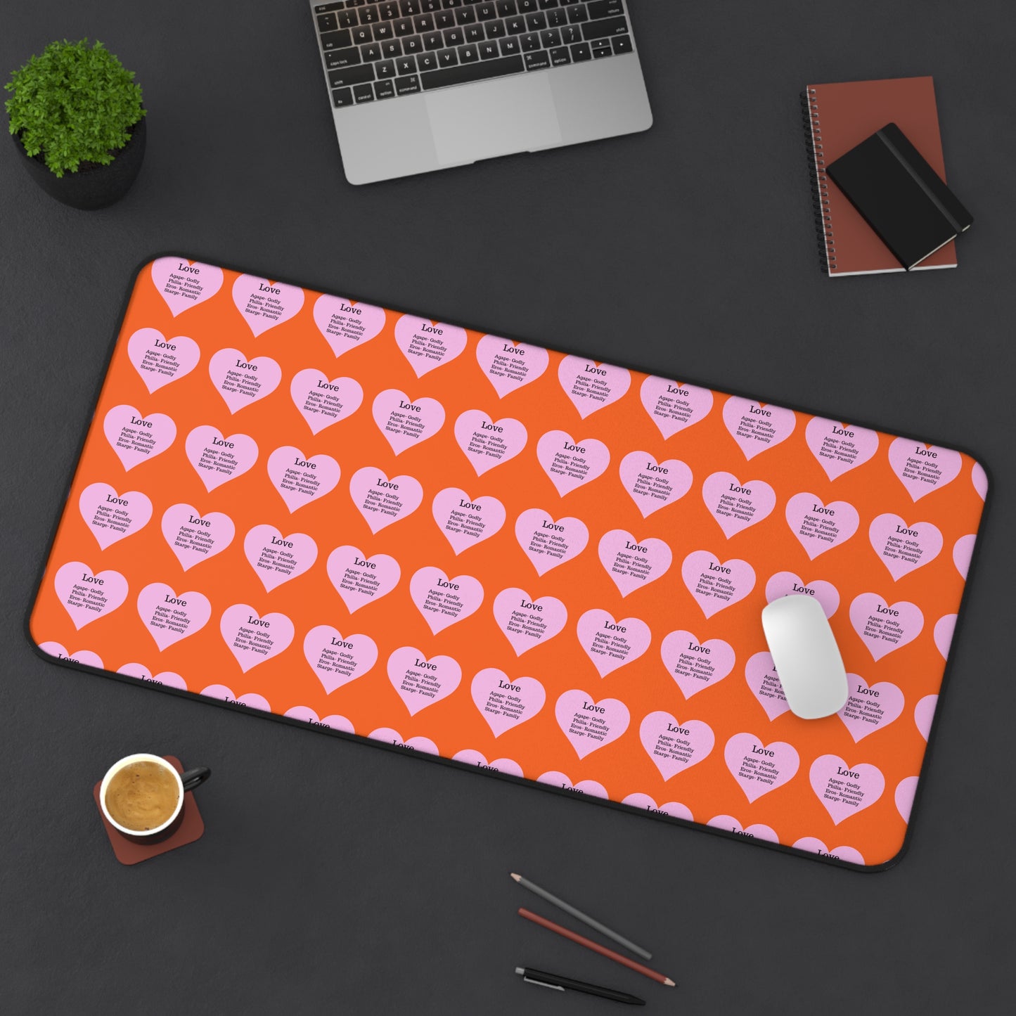 Love Hearts Desk Mat (Orange)
