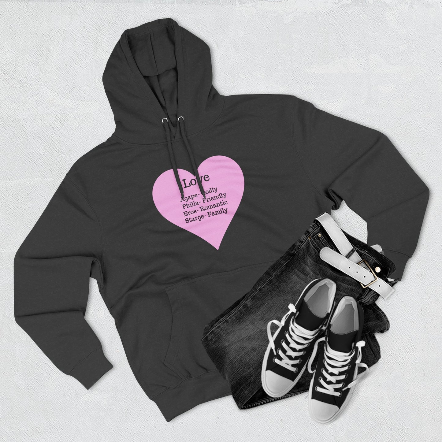 Cozy Heartfelt Love Fleece Hoodie | Soft Three-Panel Everyday Comfort
