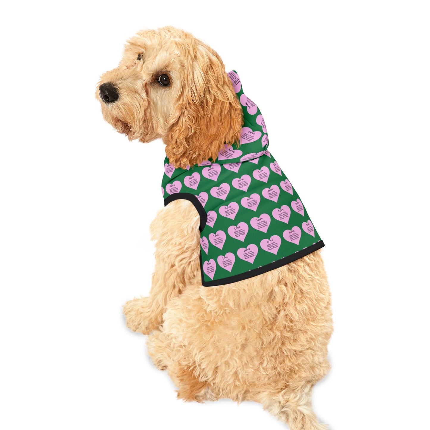 Charming Heart Pet Hoodie Pattern (Dark green)