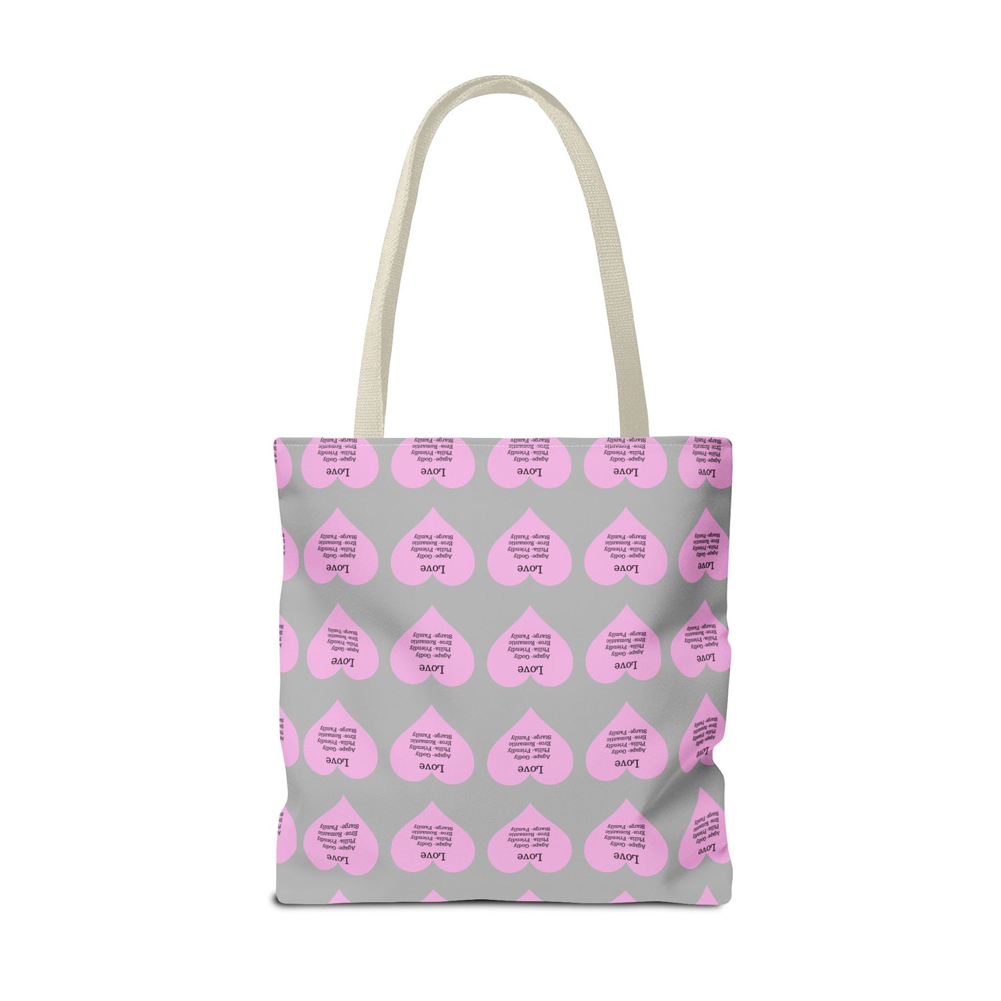 Pink Hearts Tote Bag (Light grey)