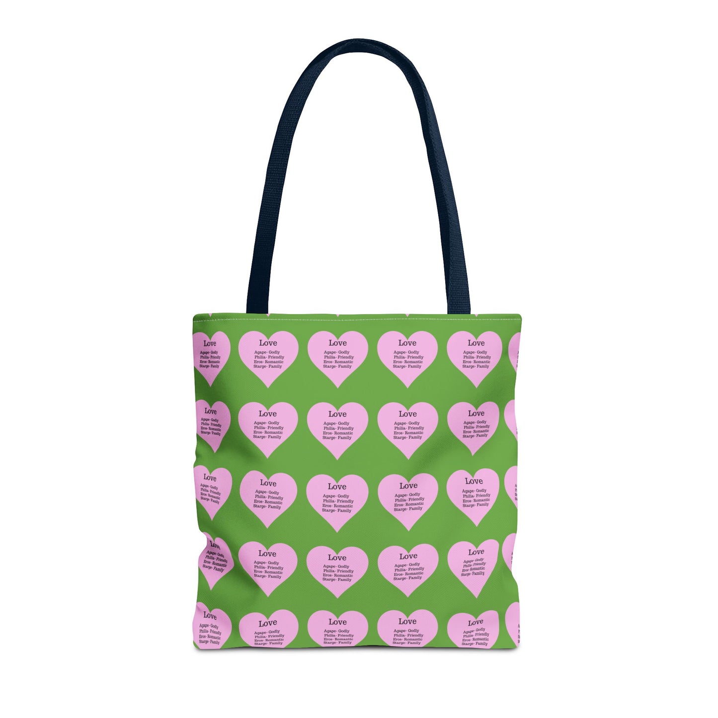 Pink Hearts Tote Bag (Green)