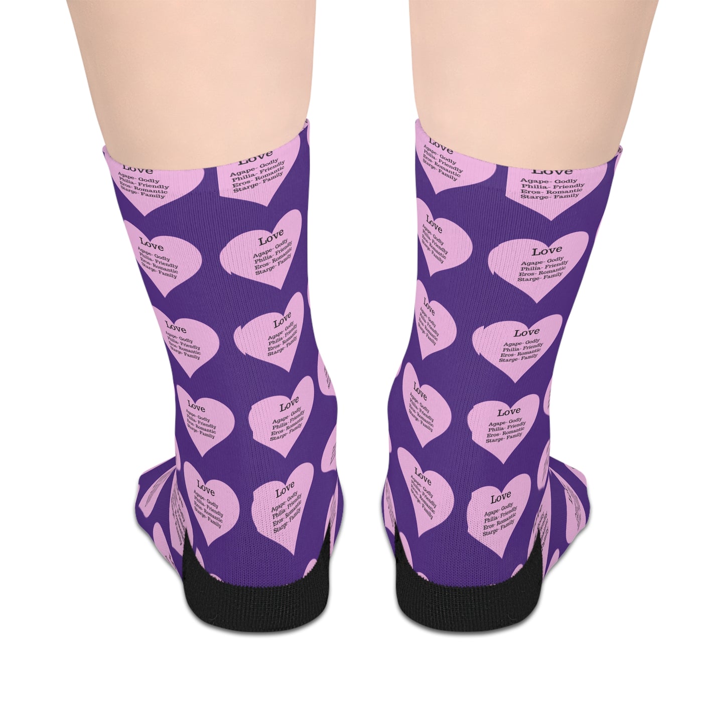 The Love Hearts Mid-Length Socks (Purple)