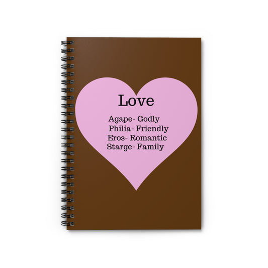 Charming Heart Spiral Notebook - Ruled Pages (Brown)