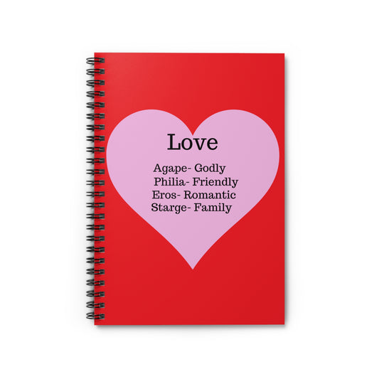 Charming Heart Spiral Notebook - Ruled Pages (Red)