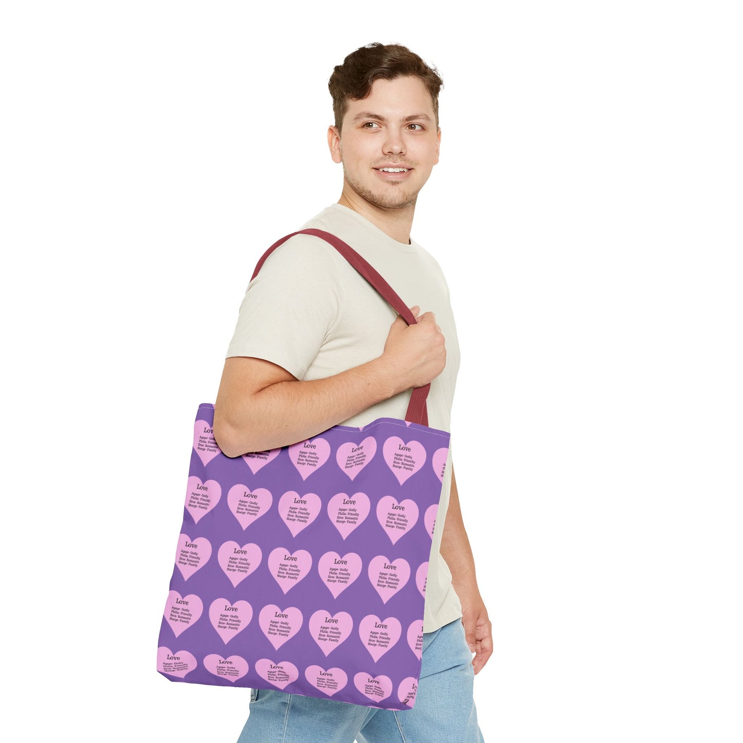 Pink Hearts Tote Bag (Light purple)