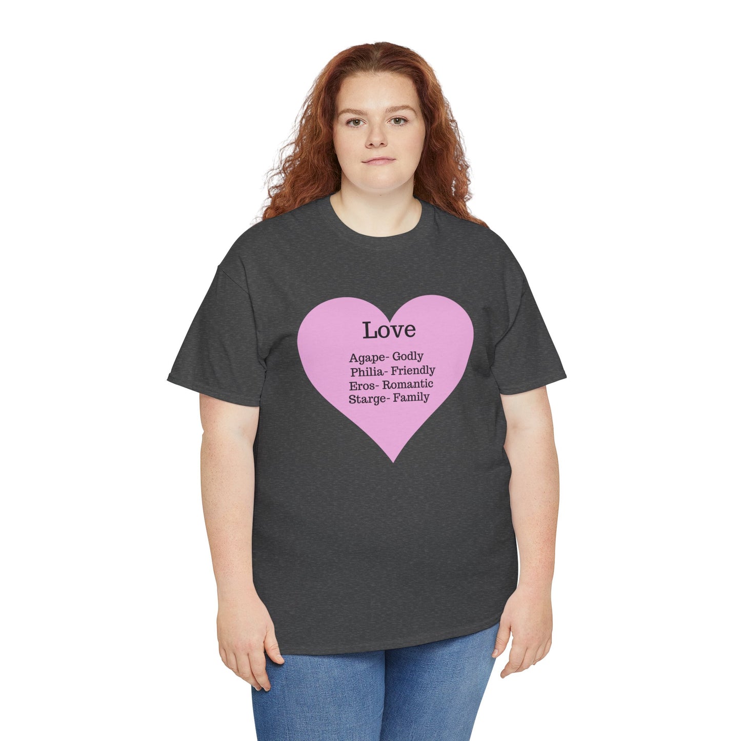 Unisex Love Heart Heavy Cotton T-Shirt - Comfortable Classic Fit Apparel