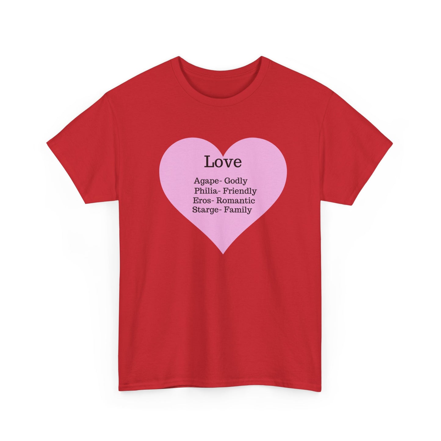 Unisex Love Heart Heavy Cotton T-Shirt - Comfortable Classic Fit Apparel