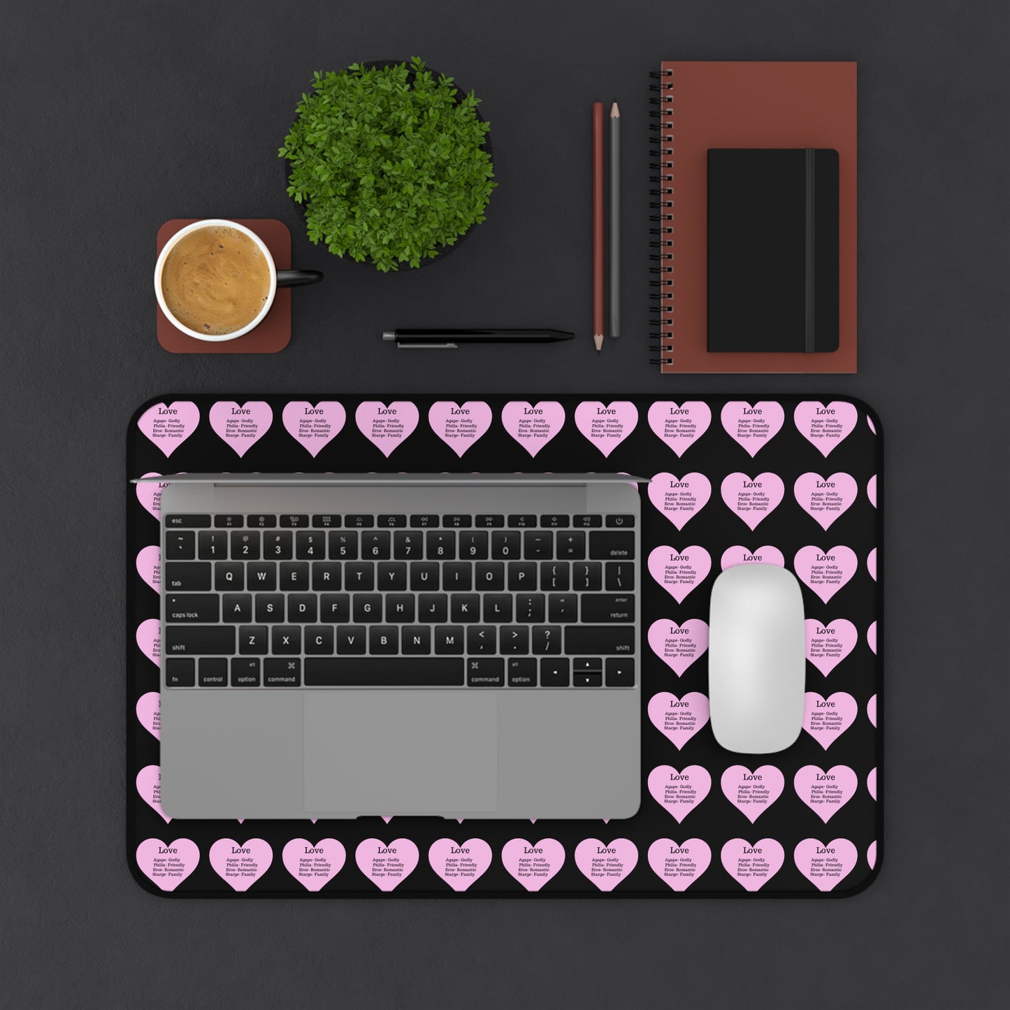 Love Hearts Desk Mat (Black)