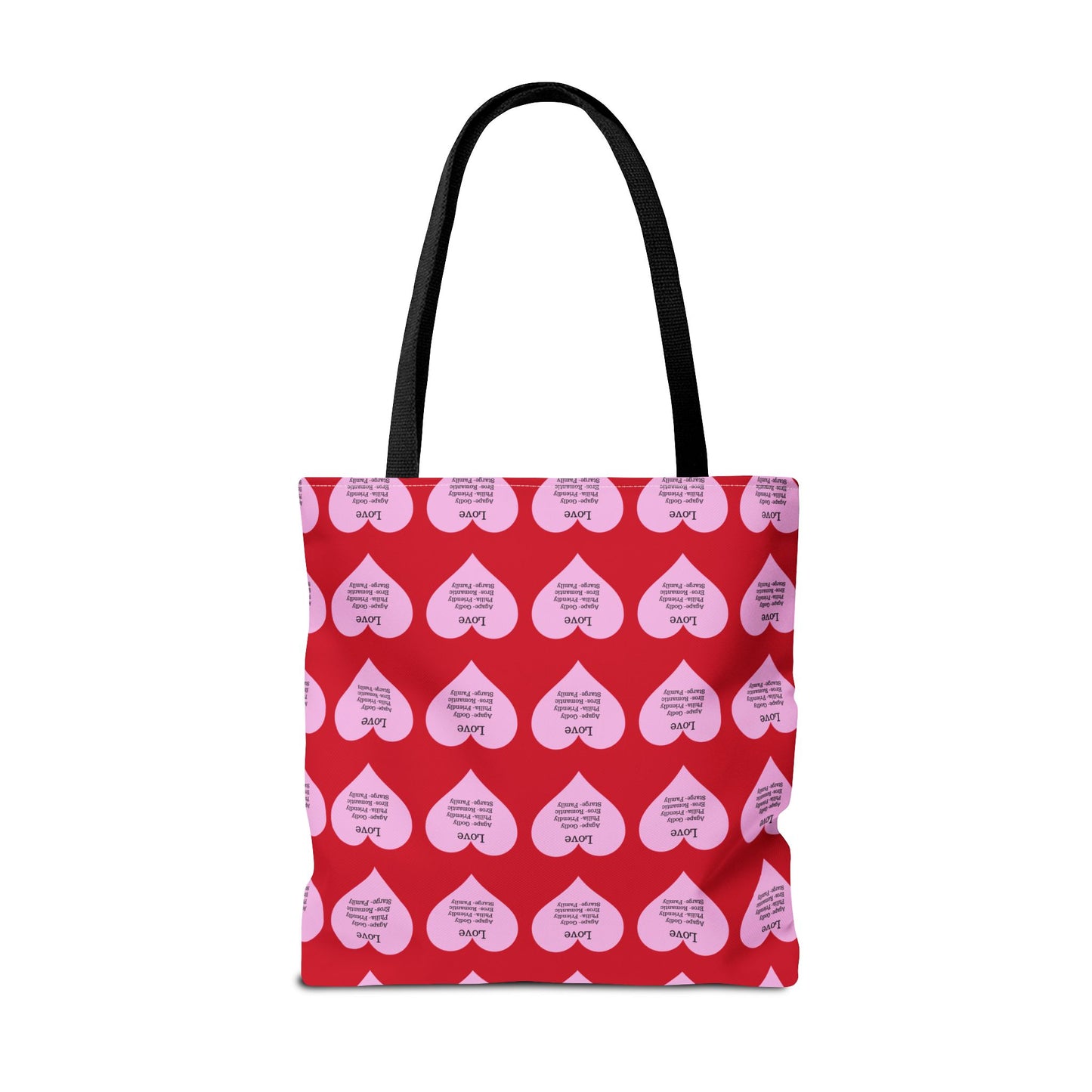 Pink Hearts Tote Bag (Dark red)