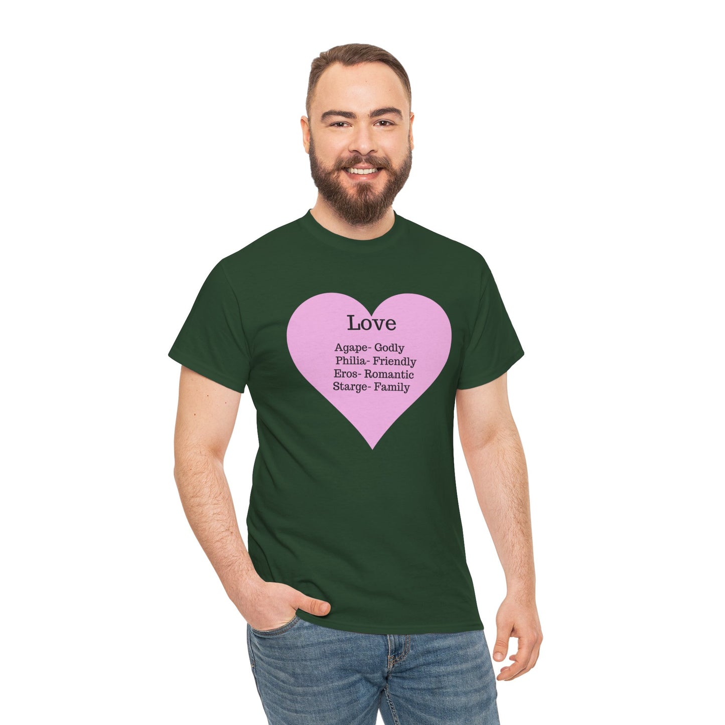 Unisex Love Heart Heavy Cotton T-Shirt - Comfortable Classic Fit Apparel