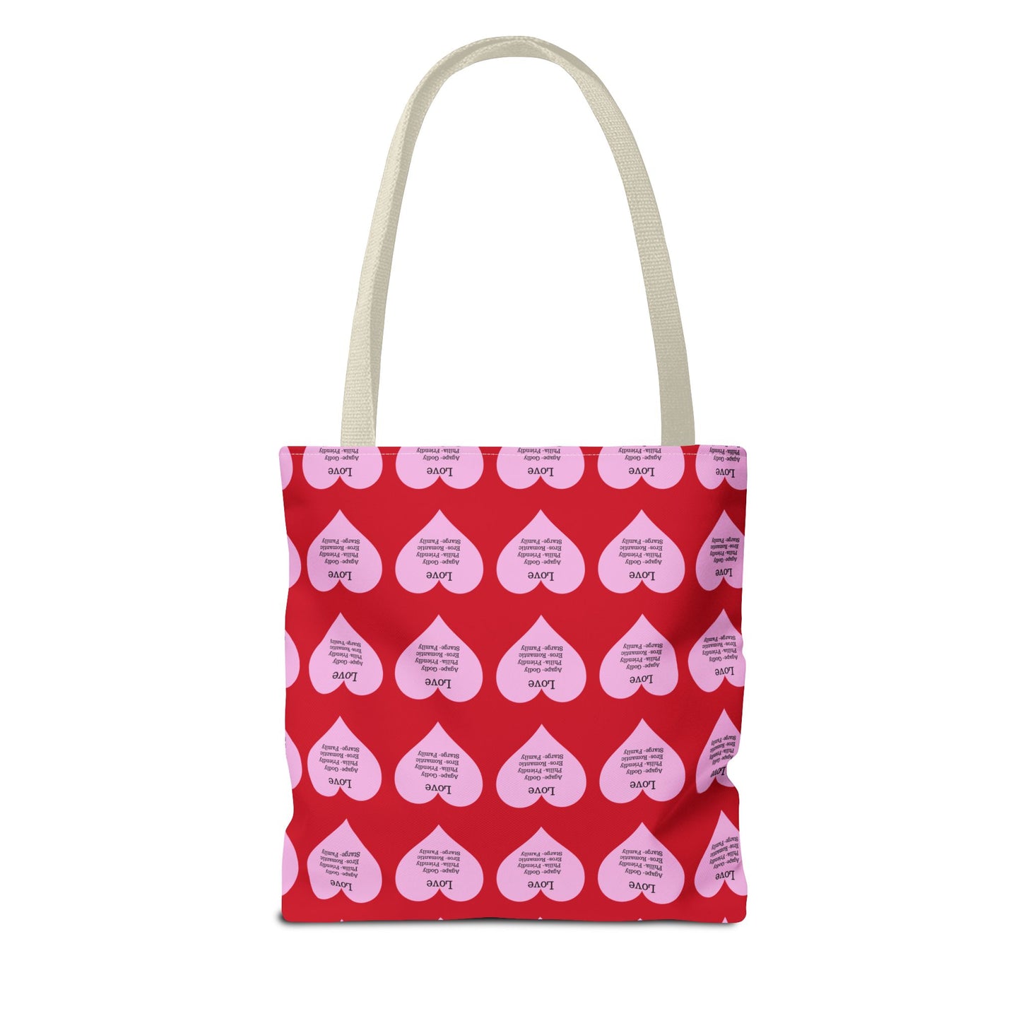 Pink Hearts Tote Bag (Dark red)
