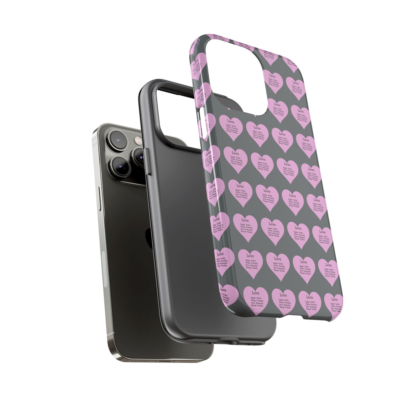 Hearts-A-Flutter Phone Case (iPhone, Google Pixel)(Dark grey)