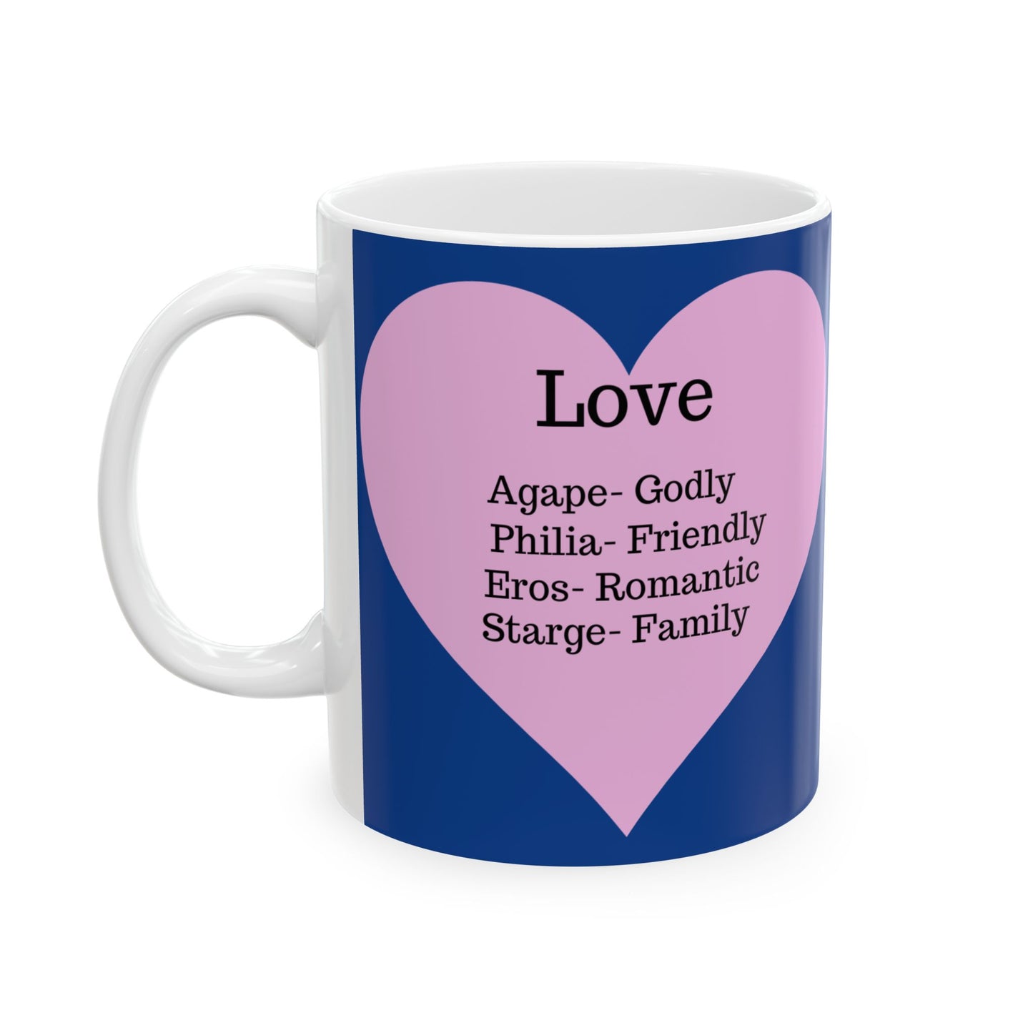 Charming Heart Ceramic Coffee Mug (Dark blue)