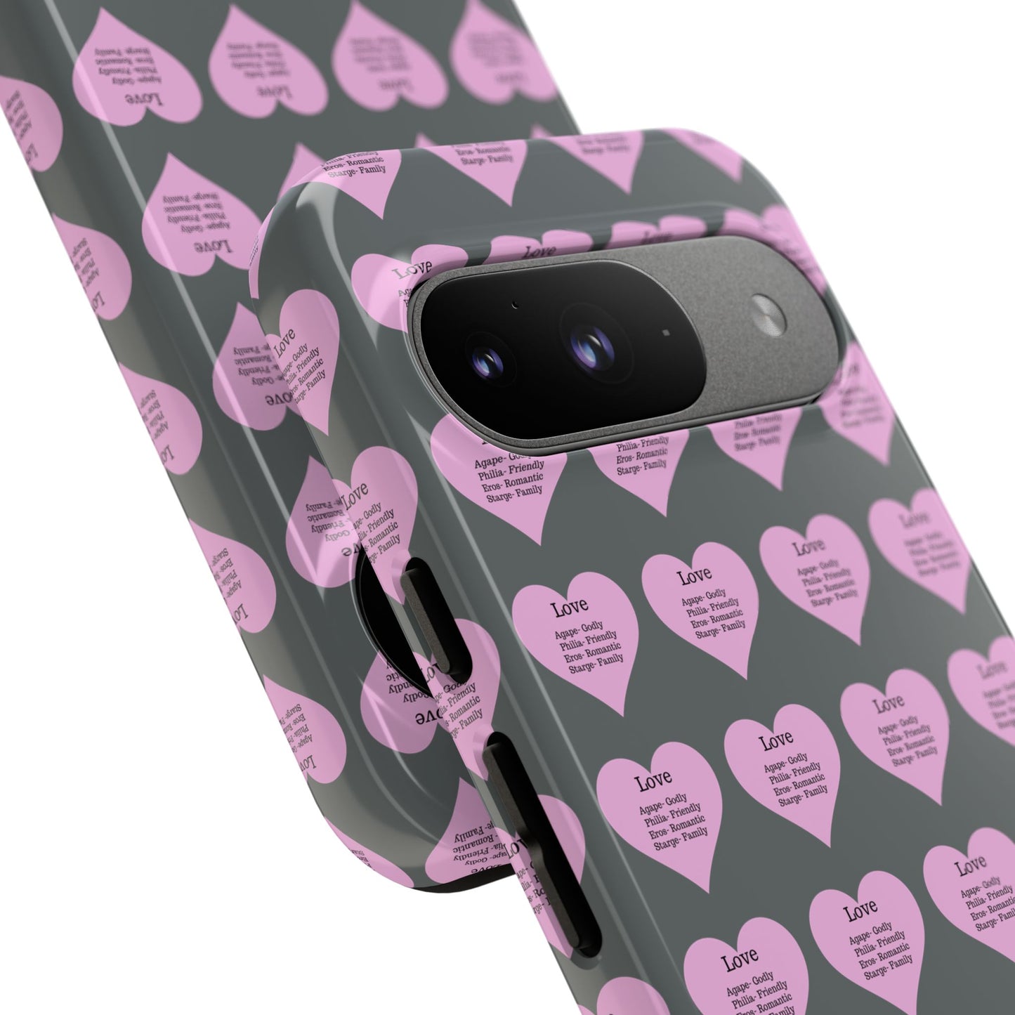 Hearts-A-Flutter Phone Case (iPhone, Google Pixel)(Dark grey)