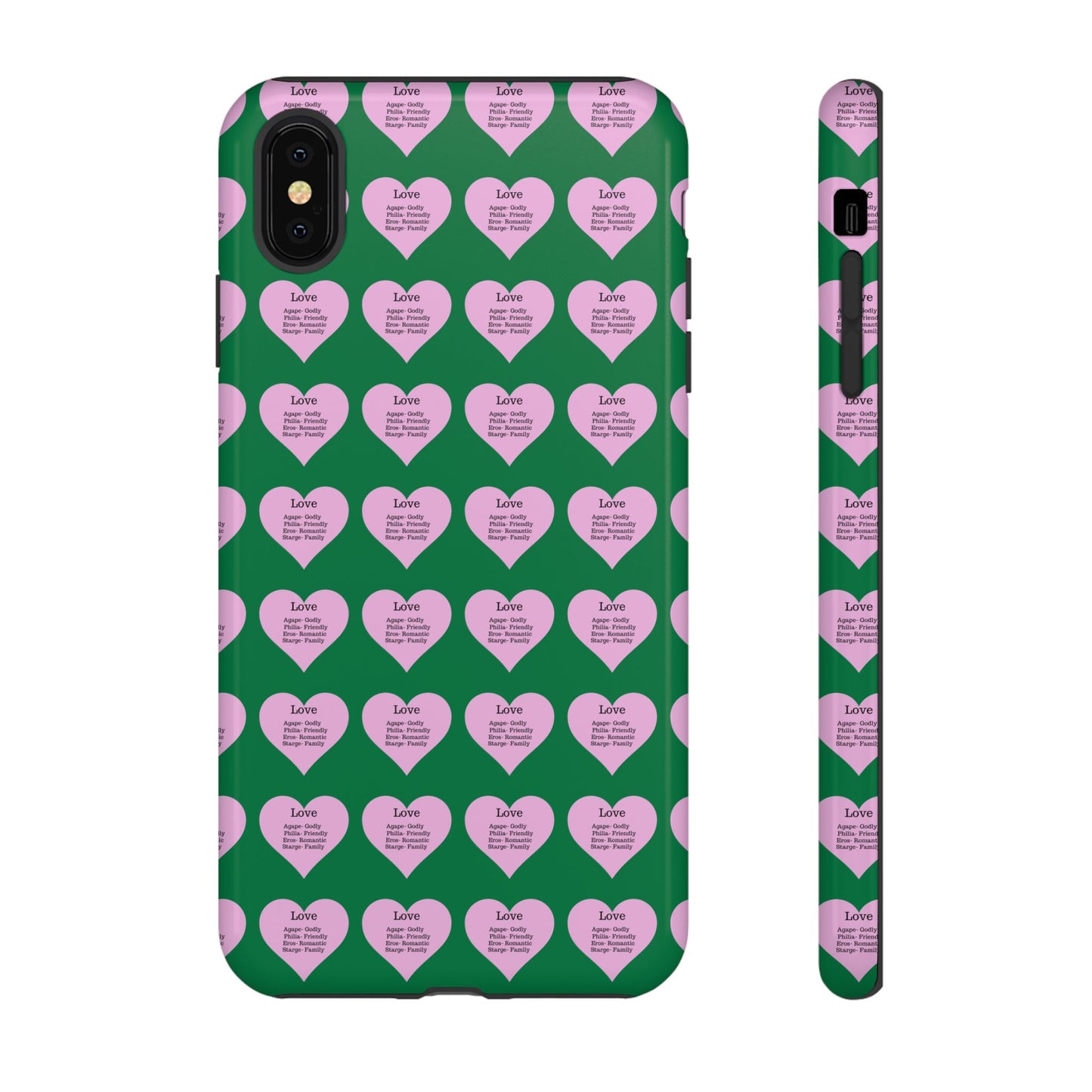 Hearts-A-Flutter Phone Case (iPhone, Google Pixel)(Dark green)