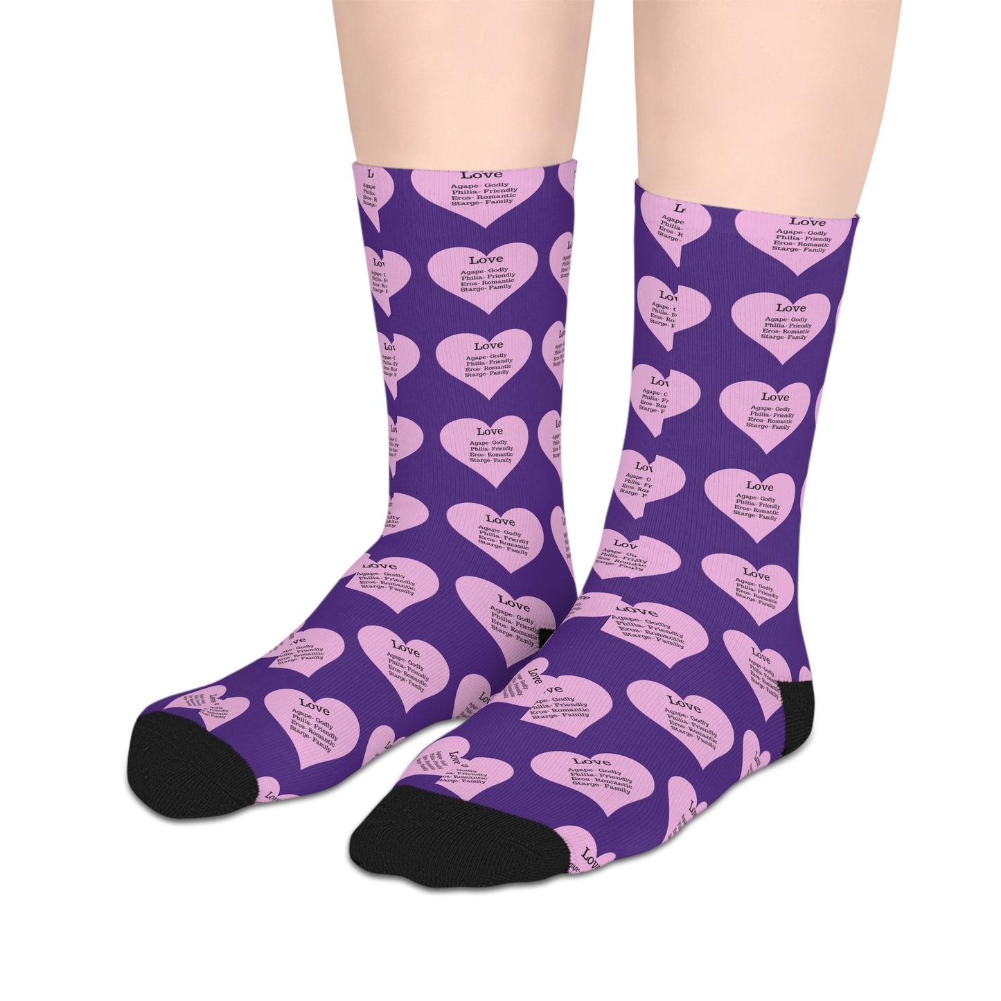 The Love Hearts Mid-Length Socks (Purple)