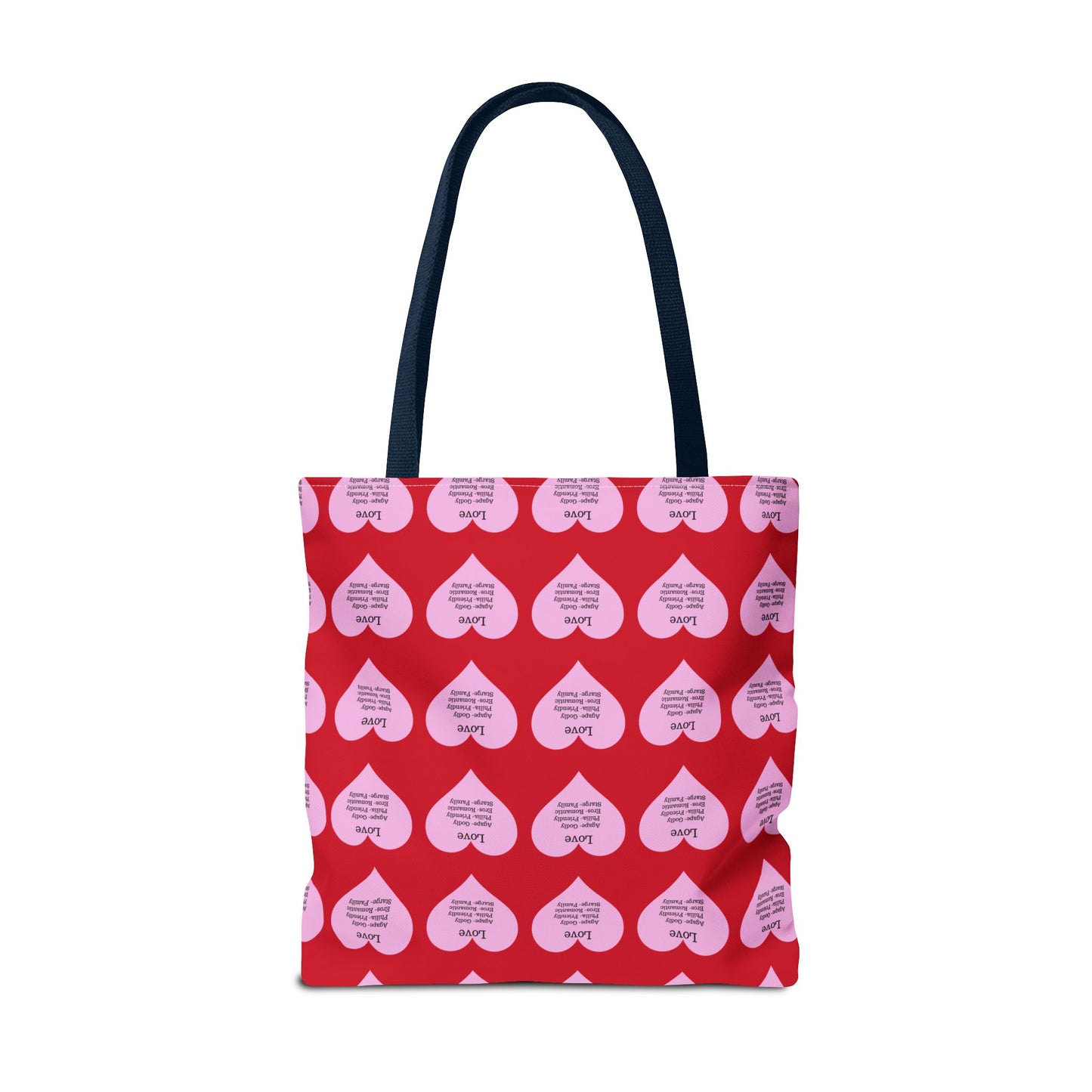 Pink Hearts Tote Bag (Dark red)