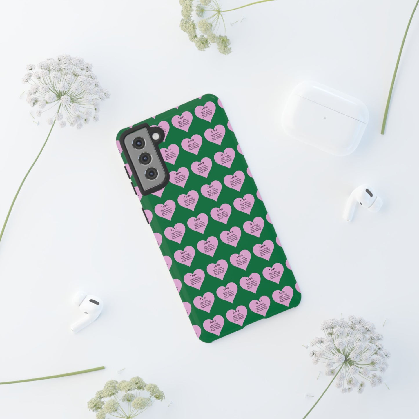 Hearts-A-Flutter Phone Case (Samsung)(Dark green)