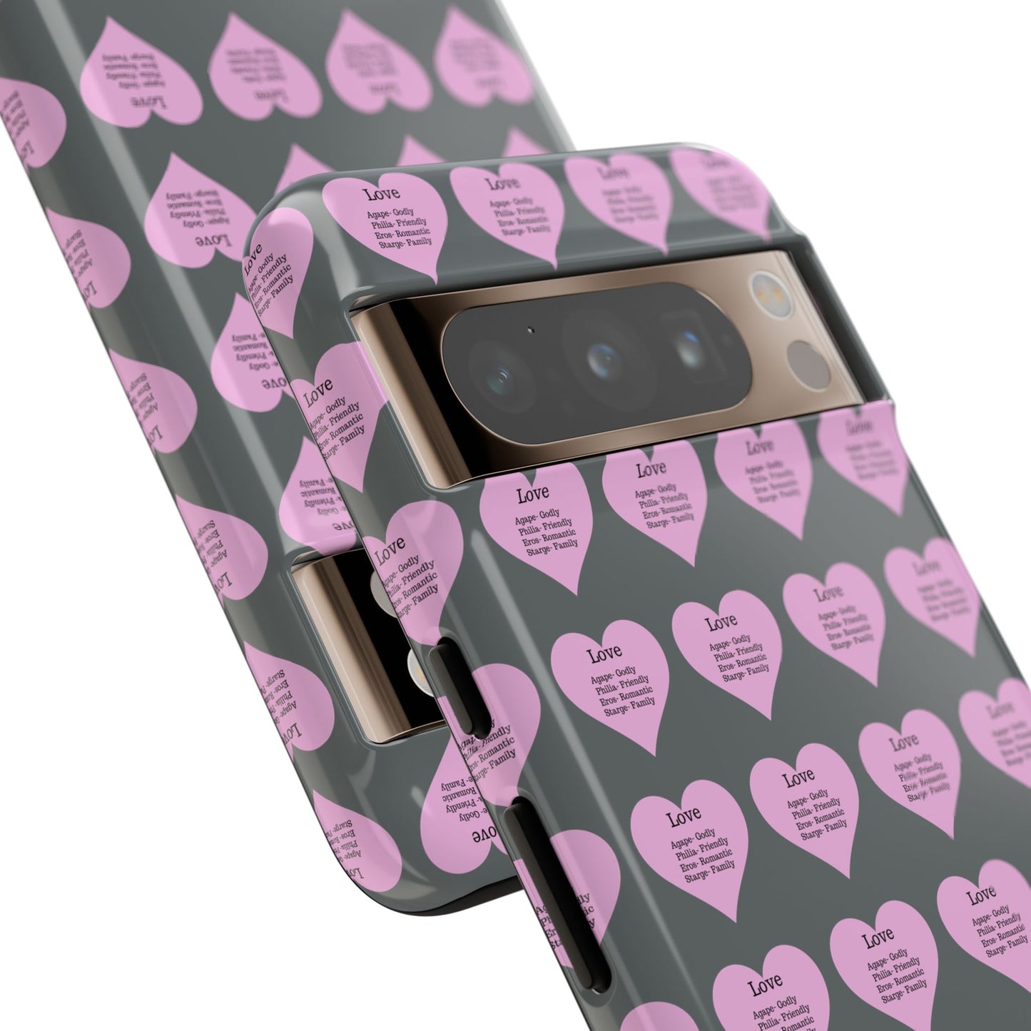 Hearts-A-Flutter Phone Case (iPhone, Google Pixel)(Dark grey)
