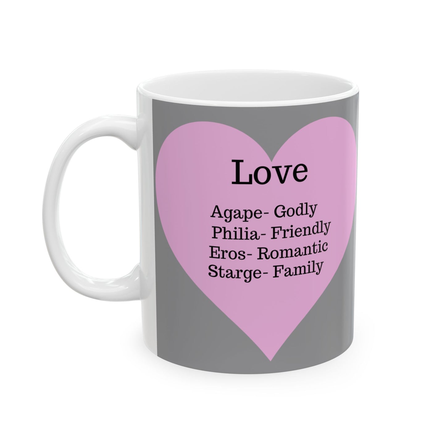 Charming Heart Ceramic Coffee Mug (Grey)