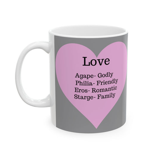 Charming Heart Ceramic Coffee Mug (Grey)