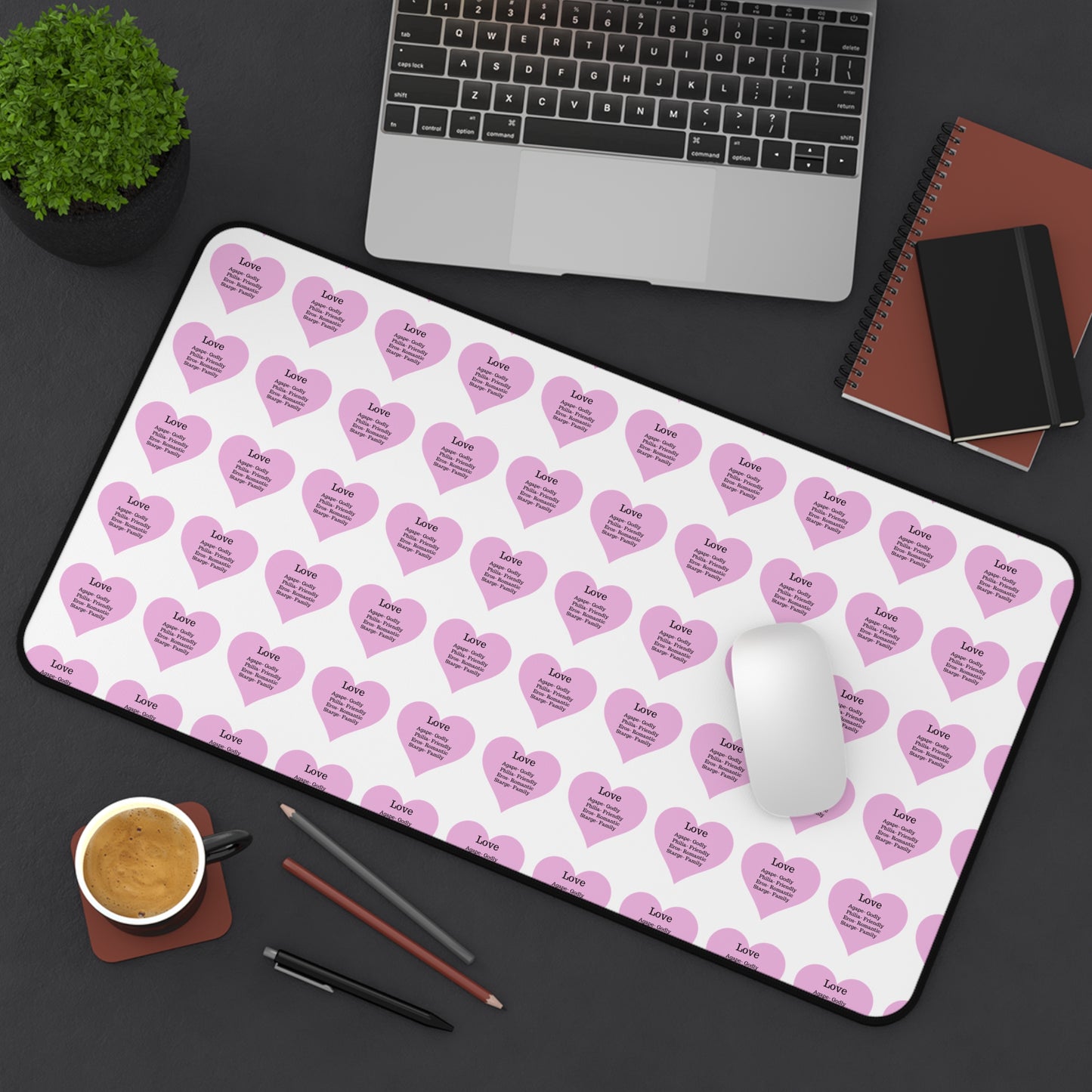 Love Hearts Desk Mat (White)