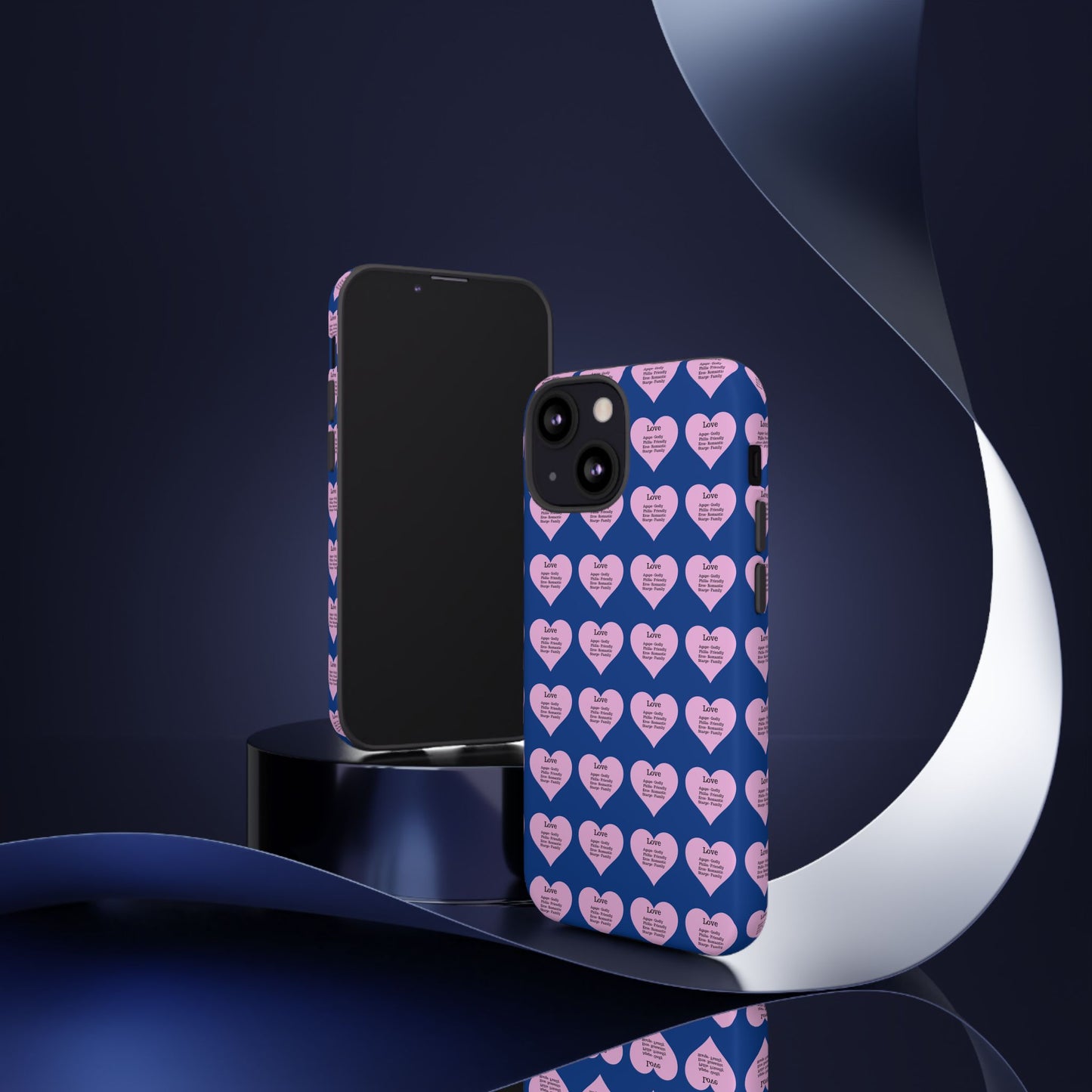 Hearts-A-Flutter Phone Case (iPhone, Google Pixel)(Dark blue)