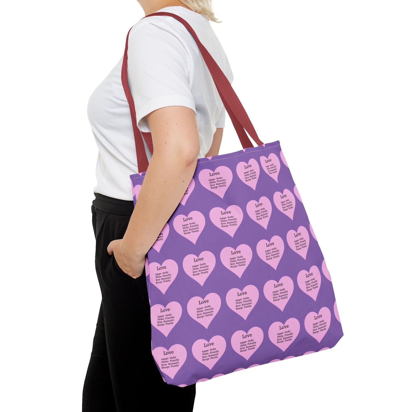 Pink Hearts Tote Bag (Light purple)