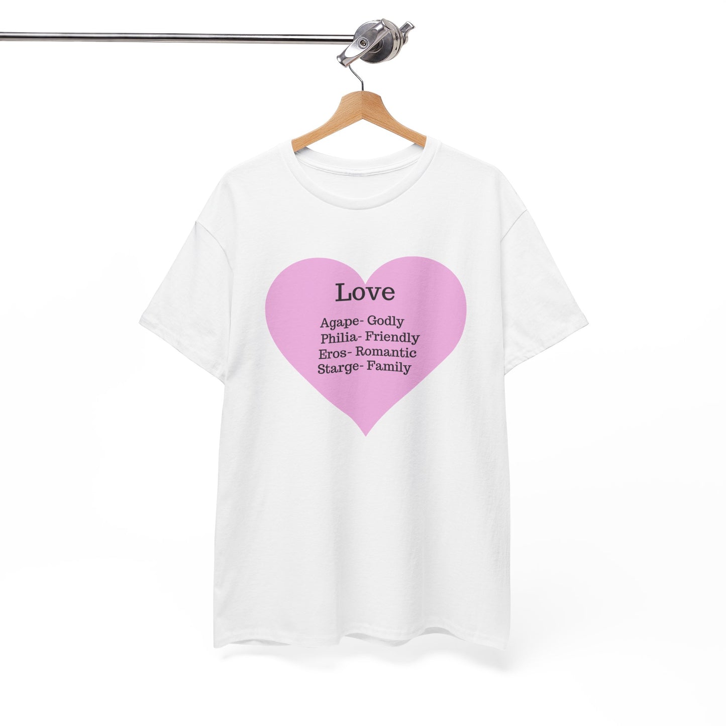 Unisex Love Heart Heavy Cotton T-Shirt - Comfortable Classic Fit Apparel