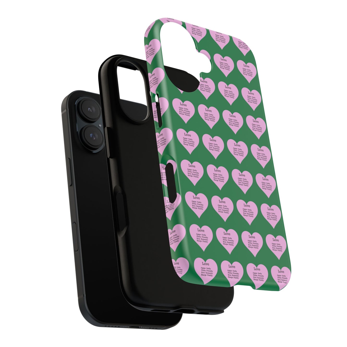 Hearts-A-Flutter Phone Case (iPhone, Google Pixel)(Dark green)