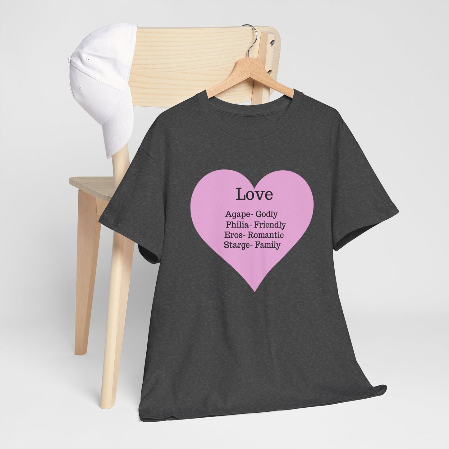 Unisex Love Heart Heavy Cotton T-Shirt - Comfortable Classic Fit Apparel