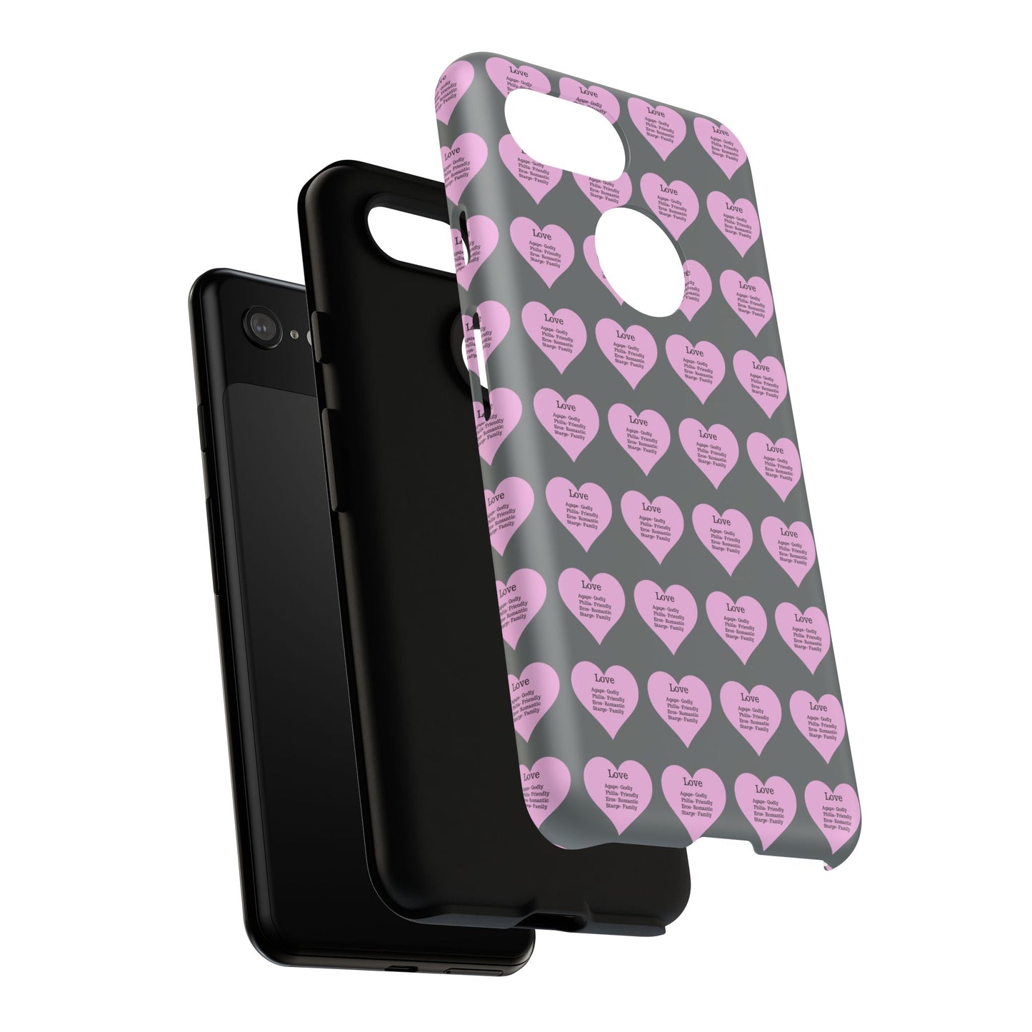Hearts-A-Flutter Phone Case (iPhone, Google Pixel)(Dark grey)