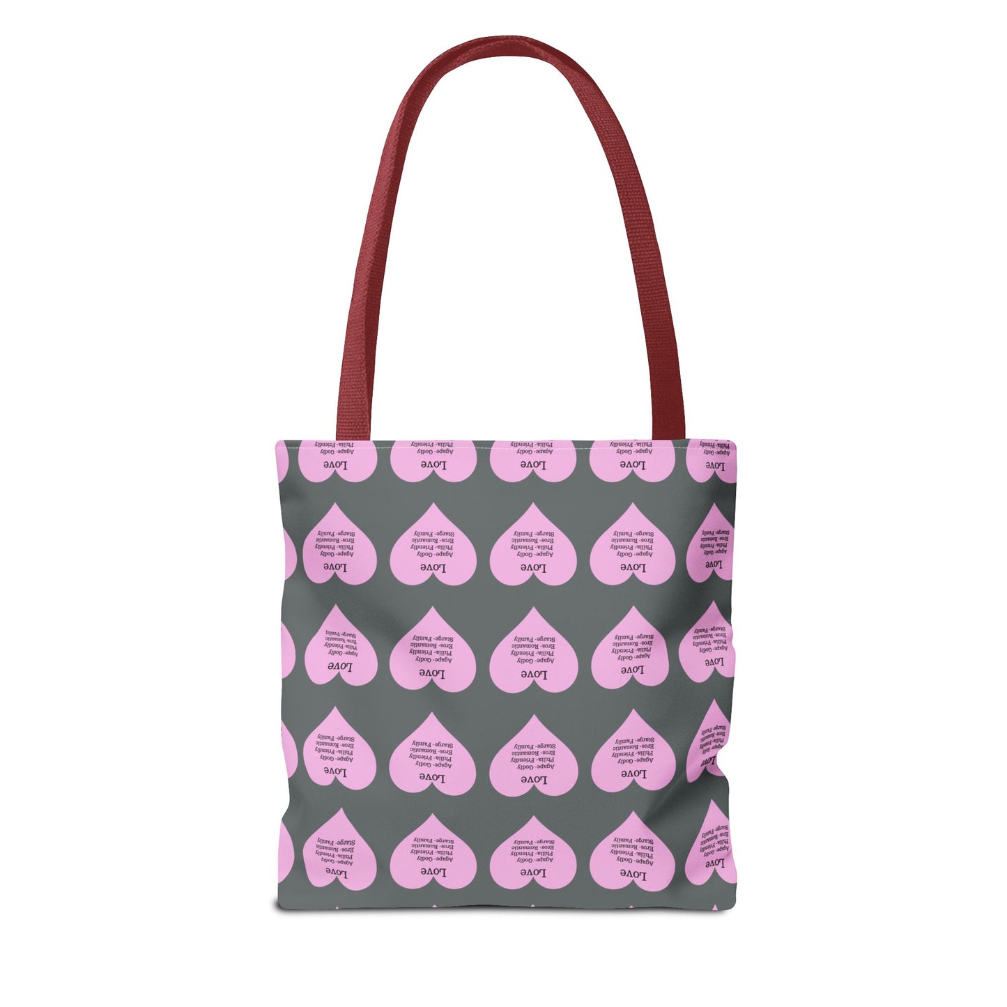 Pink Hearts Tote Bag (Dark grey)