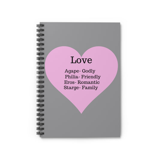 Charming Heart Spiral Notebook - Ruled Pages (Grey)